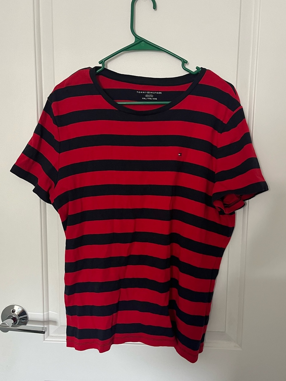 Tommy Hilfiger Red & Navy Striped Crew Neck T-Shirt